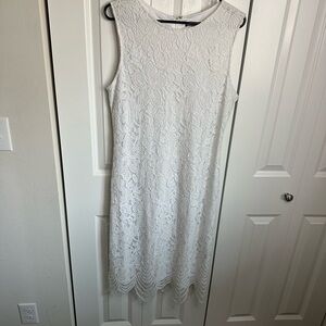 Sharagano White Lace Maxi Dress